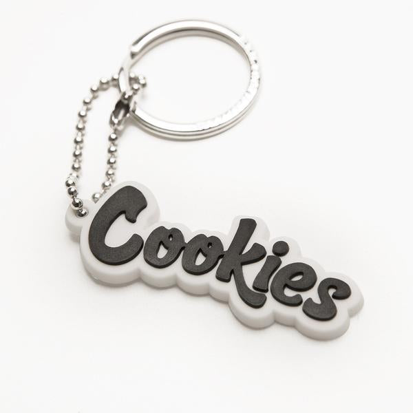 White and black Cookies logo keychain